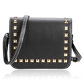 New Women Synthetic Leather Messenger Bag Rivets Decor Flap Hard Casual Party Shoulder Bag - Oh Yours Fashion - 2