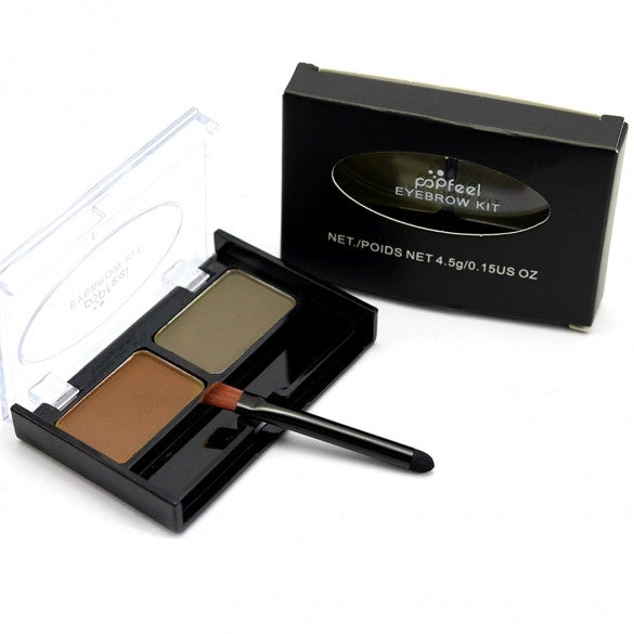 2 Colors Eyebrow Powder Palette Waterproof Smudge Proof With Eyebrow Brushes - Oh Yours Fashion - 1