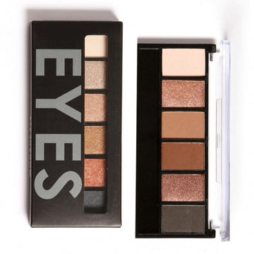6 Colors Eyeshadow Makeup Cosmetic Matte Shimmer Eye Shadow Palette With Mirror Eye Shadow Sponge - Oh Yours Fashion - 1