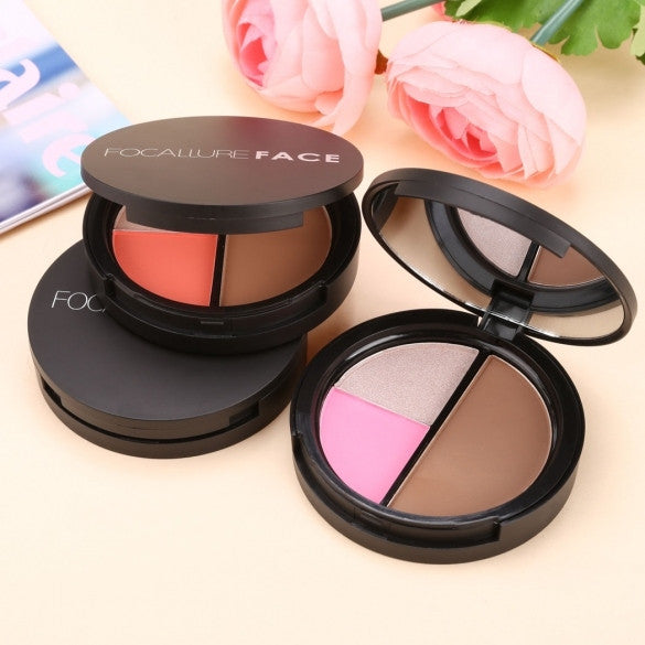 Makeup Blush Bronzer & Highlighter Contour Cosmetic 3 Color Power Palette - Oh Yours Fashion - 1