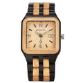 Men's Casual Wood Square Dial Quartz Watch Wristwatch With Auto Date - Oh Yours Fashion - 2