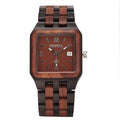 Men's Casual Wood Square Dial Quartz Watch Wristwatch With Auto Date - Oh Yours Fashion - 3