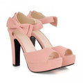Sweet Candy Color Bow Knot Thick Heel Platform Sandals - OhYoursFashion - 9