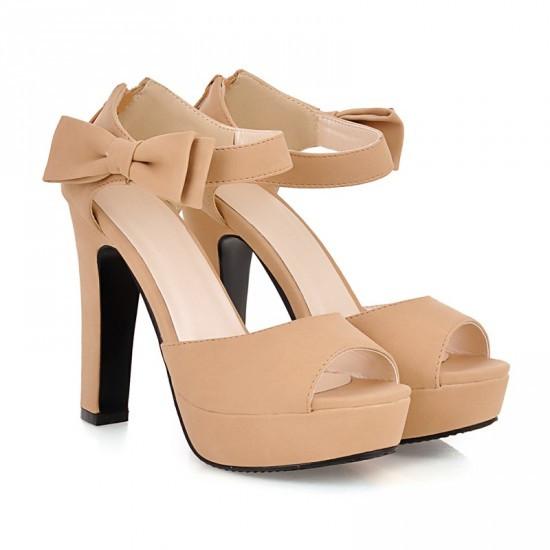 Sweet Candy Color Bow Knot Thick Heel Platform Sandals - OhYoursFashion - 8
