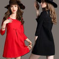 Lace Patchwork 3/4 Sleeves Short Loose Dress - OhYoursFashion - 2