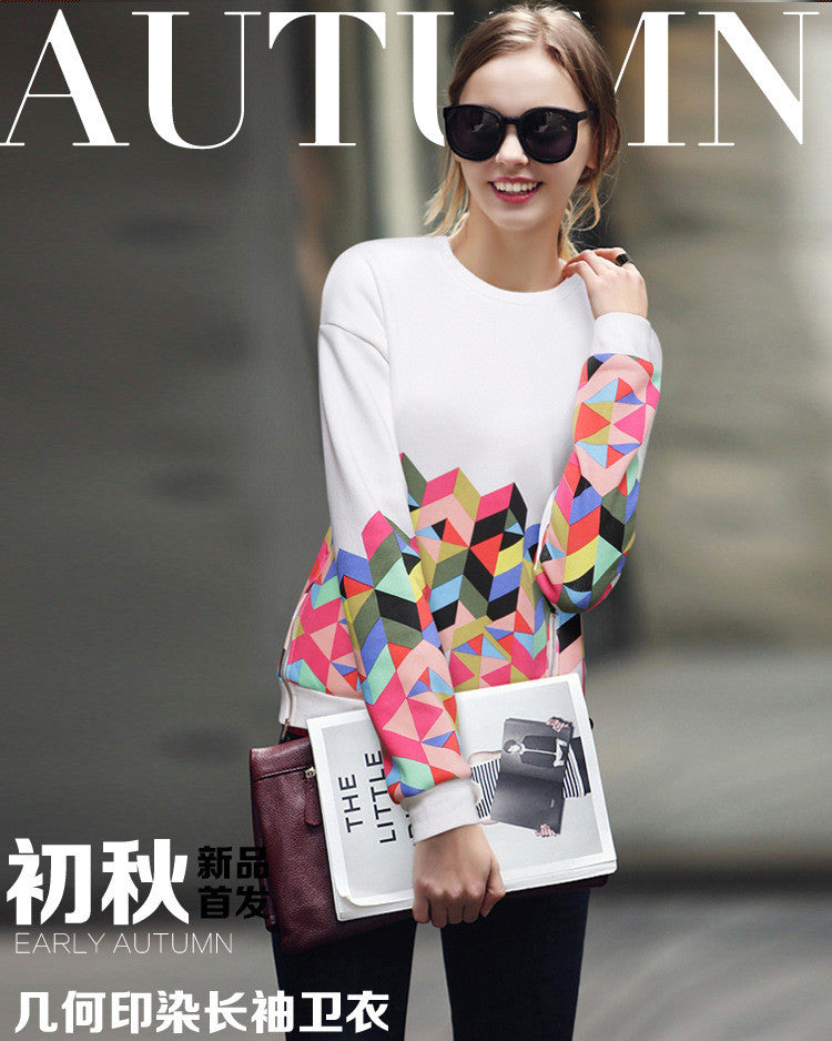 Trendy Print Scoop Pullover Light Slim Sweatshirt - Oh Yours Fashion - 3