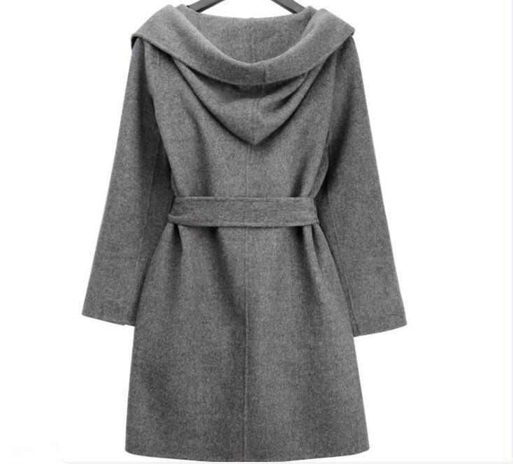 Hooded Belt Casual Suede Mid-length Plus Size Coat - OhYoursFashion - 4