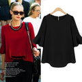 1/2 Bell Sleeves Pure Color Fashion Slim Blouse - Oh Yours Fashion - 1