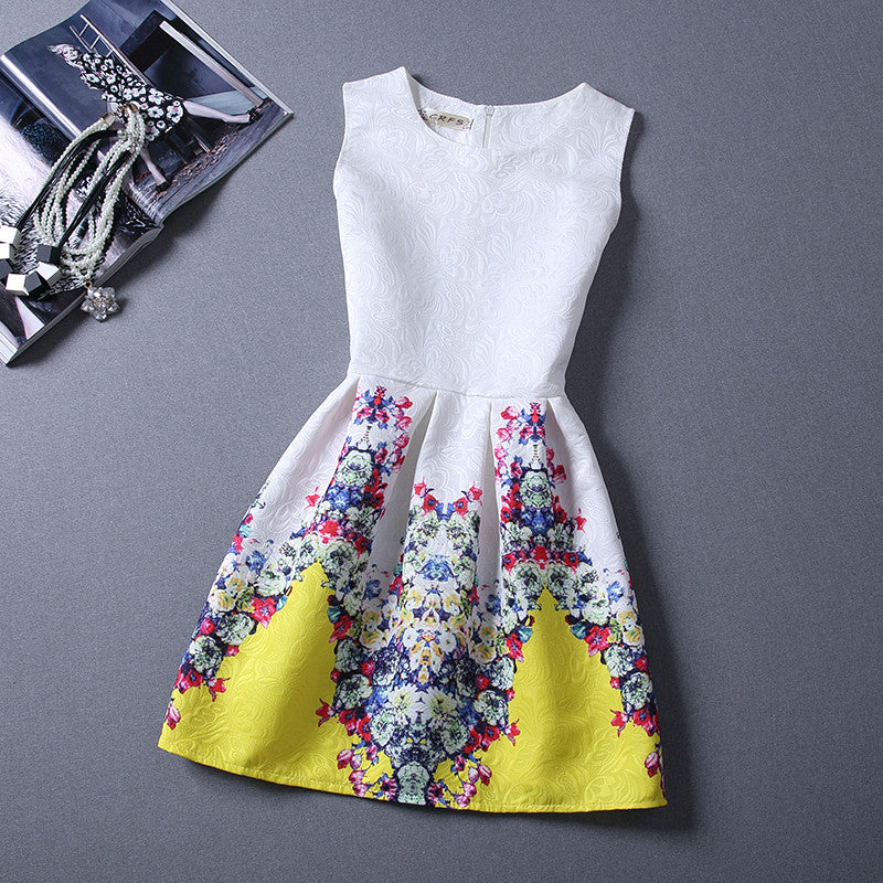 Print Pleated Short Mini Tank Dress - O Yours Fashion - 12