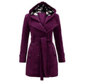 Plus Size Double Breasted Long with Belt Hooded Coat - Oh Yours Fashion - 5