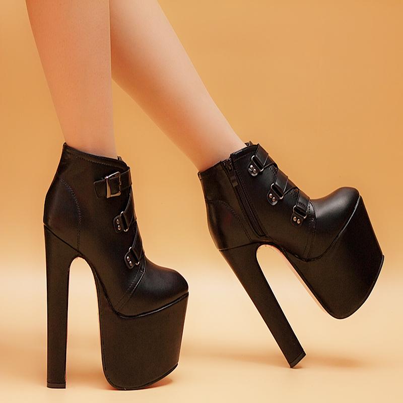Side Zipper Lace Up Super High Heel Ankle Martin Boots