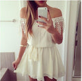 Off Shoulder Contracted Lace Dress