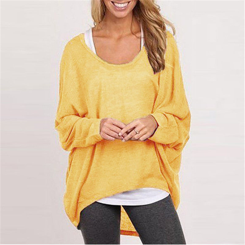 Loose Long Sleeves Irregular Pullover Sweater Top - OhYoursFashion - 10
