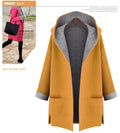 Hooded Long Sleeves Casual  Plus Size Mid-length Wool Coat - Oh Yours Fashion - 4