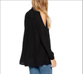 Shoulder Out Long Sleeves Pure Color Turn-down Collar Blouse - Oh Yours Fashion - 5