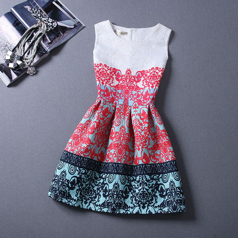 Print Pleated Short Mini Tank Dress - O Yours Fashion - 16