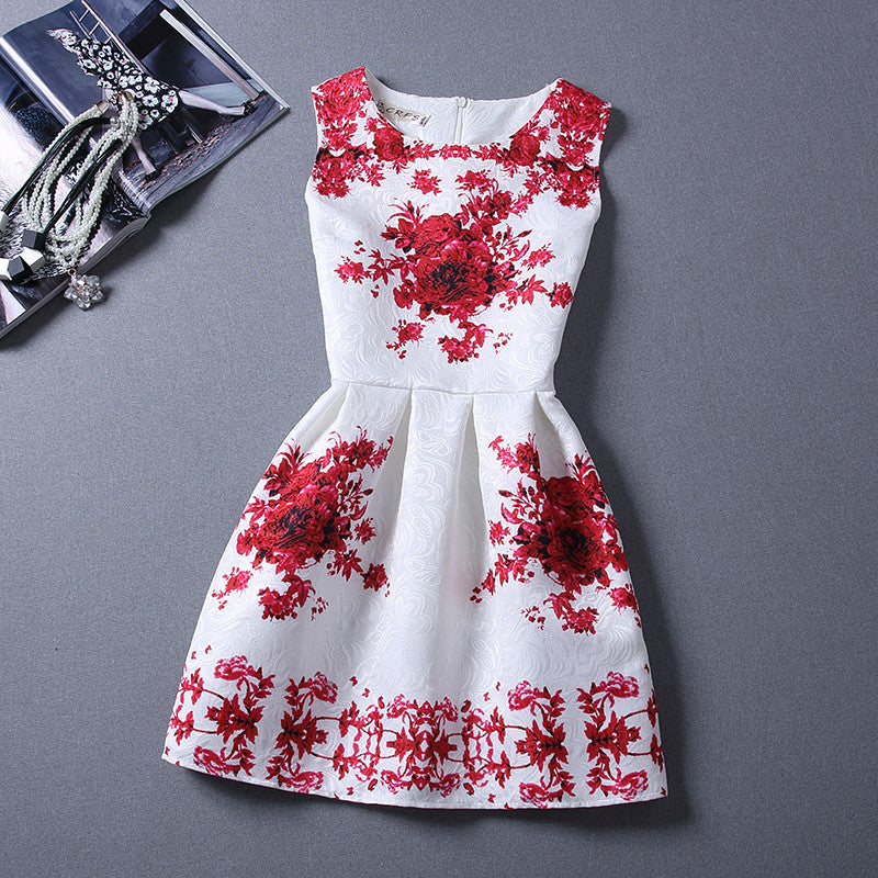 Print Pleated Short Mini Tank Dress - O Yours Fashion - 19
