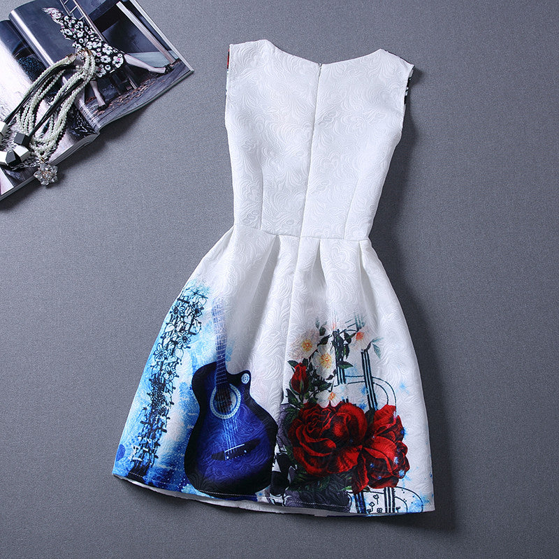 Print Pleated Short Mini Tank Dress - O Yours Fashion - 5
