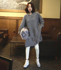 Gray Slitting Irregular Knitting Long Sweater - Oh Yours Fashion - 4