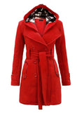 Plus Size Double Breasted Long with Belt Hooded Coat - Oh Yours Fashion - 3