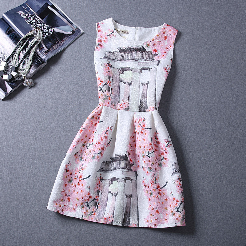 Print Pleated Short Mini Tank Dress - O Yours Fashion - 13