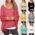 Loose Long Sleeves Irregular Pullover Sweater Top - OhYoursFashion - 12