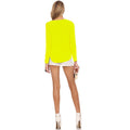 Deep V-neck Long Sleeves Slim Pure Color Zipper Chiffon Blouse - Oh Yours Fashion - 8