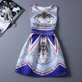 Print Pleated Short Mini Tank Dress - O Yours Fashion - 14