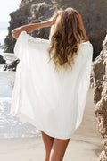 Loose V-neck Long Sleeve Short Beach Cover Up Dress - Oh Yours Fashion - 4