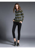 Fashion Stripe Hollow Out Pullovers Knitwear Sweater - Oh Yours Fashion - 3