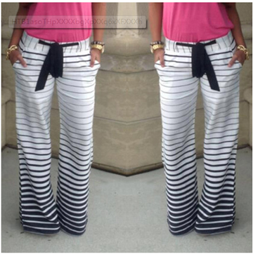 Drawstring Striped Wide Legs Casual Sport Pants - Oh Yours Fashion - 1