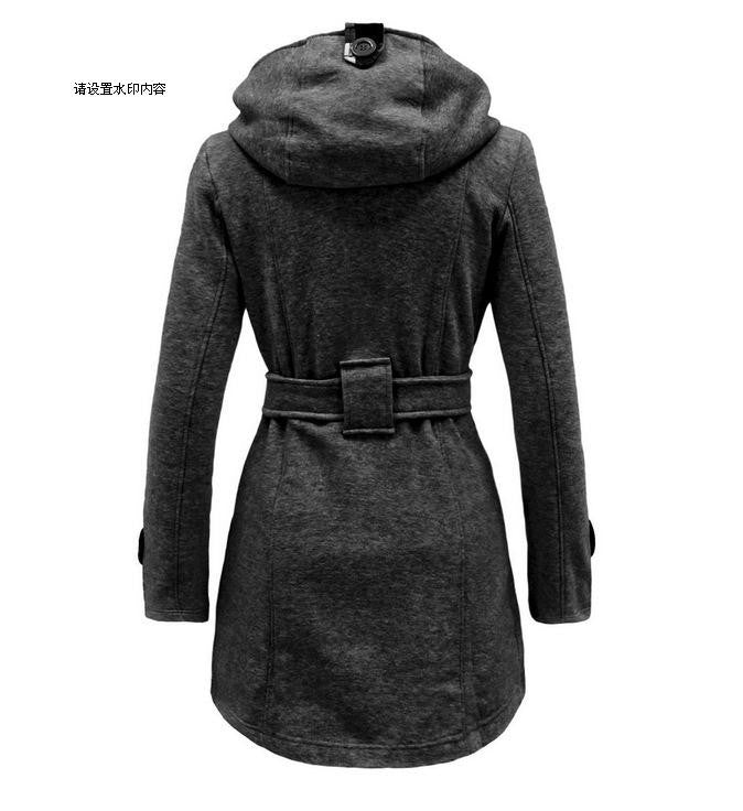 Plus Size Double Breasted Long with Belt Hooded Coat - Oh Yours Fashion - 2