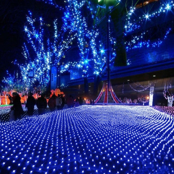 Blue 200 LED Net Mesh Decorative Fairy Lights Twinkle Lighting Christmas Wedding Party EU/110-240V - Oh Yours Fashion