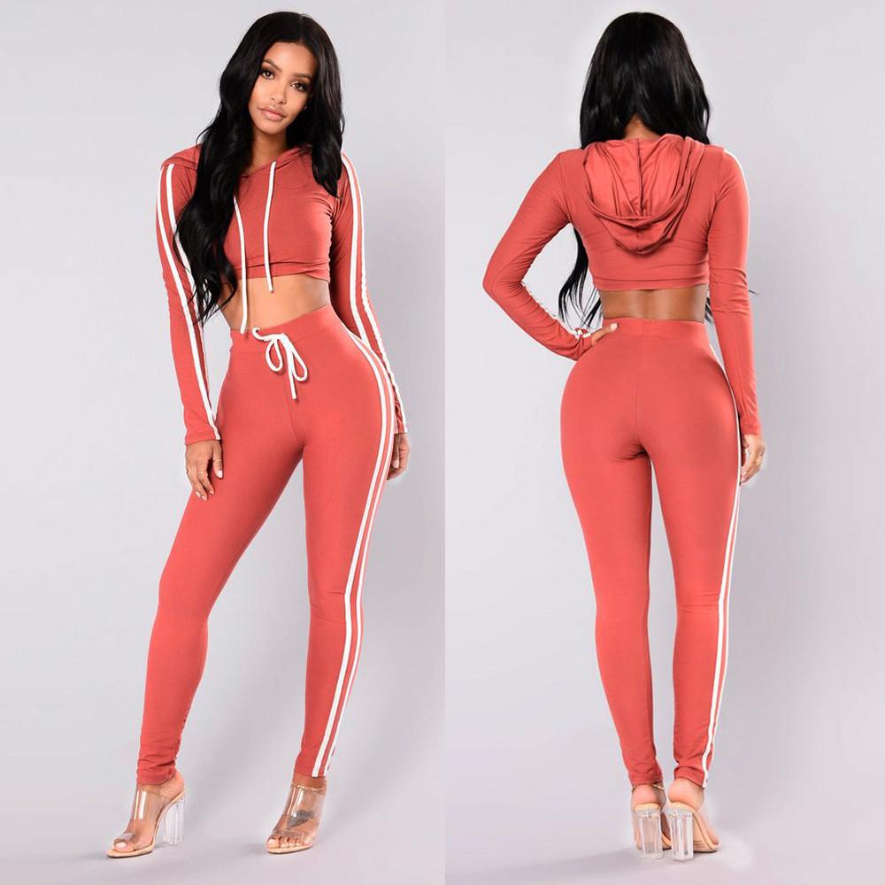 Womens Tracksuit Set Fashion Women Casual Splice Zipper Long Sleeve Pullove Sport Tops+Long Pants Set Conjuntos De Mujer