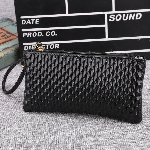 New Women Synthetic Leather Plaid Clutch Wallet Rectangle Casual OL Party Purse - Oh Yours Fashion - 1