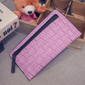 New Women Long Wallet Synthetic Leather Clutch Plaid Soft Pure Color Casual OL Business Purse - Oh Yours Fashion - 3