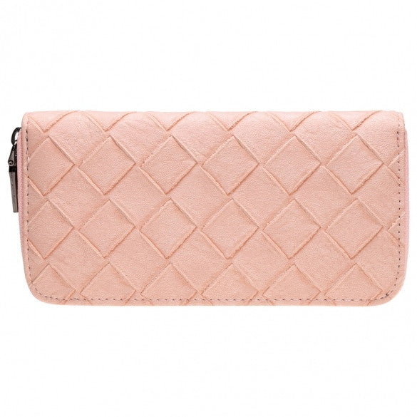 Women Fashion Synthetic Leather Zip Around Solid Purse Credit ID Card Holder Long Clutch Wallet - Oh Yours Fashion - 4