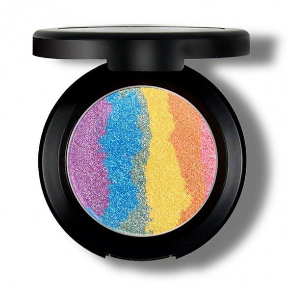 6 Colors Rainbow Eyeshadow Highlighter Powder Makeup Cosmetic Shimmer Eye Shadow Palette Blusher - Oh Yours Fashion - 2