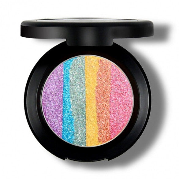 6 Colors Rainbow Eyeshadow Highlighter Powder Makeup Cosmetic Shimmer Eye Shadow Palette Blusher - Oh Yours Fashion - 4