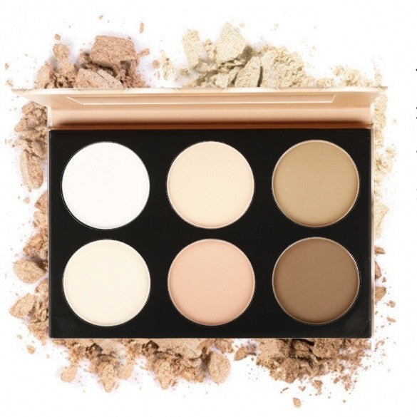 6 Colors Pressed Powder Makeup Cosmetic Foudation Bronzer Highlighter Contouring Face Powder Palette With Mirror - Oh Yours Fashion