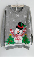 Fashion Christmas Tree Snowman Round Collar Knit Sweater - Oh Yours Fashion - 2