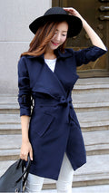Turn-down Collar Pocket Slim Plus Size Mid-length Coat - Oh Yours Fashion - 7