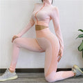 Yoga Long Sleeve High Waist Bodycon Skinny Zipper Pant Sets