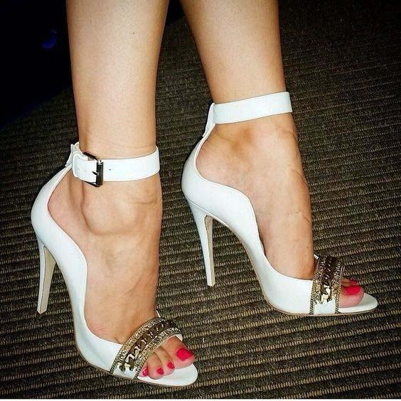 White Patent Leather Buckle Sandals
