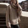 High Collar Pullover Pure Color Knit Sweater - Oh Yours Fashion - 1