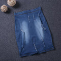 Denim Blue Skinny Zipper Short Hole Skirt - Oh Yours Fashion - 4