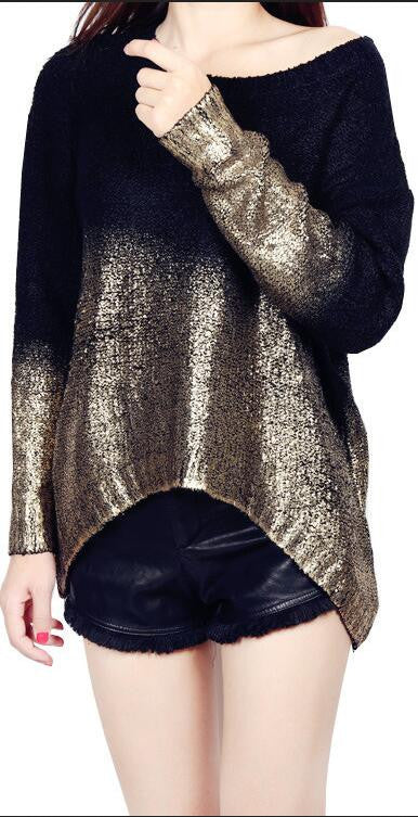 Bat Sleeve Scoop Loose Sequins Sweater - Oh Yours Fashion - 2