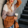 Colorblock Striped Crocheted Pullover Sweater