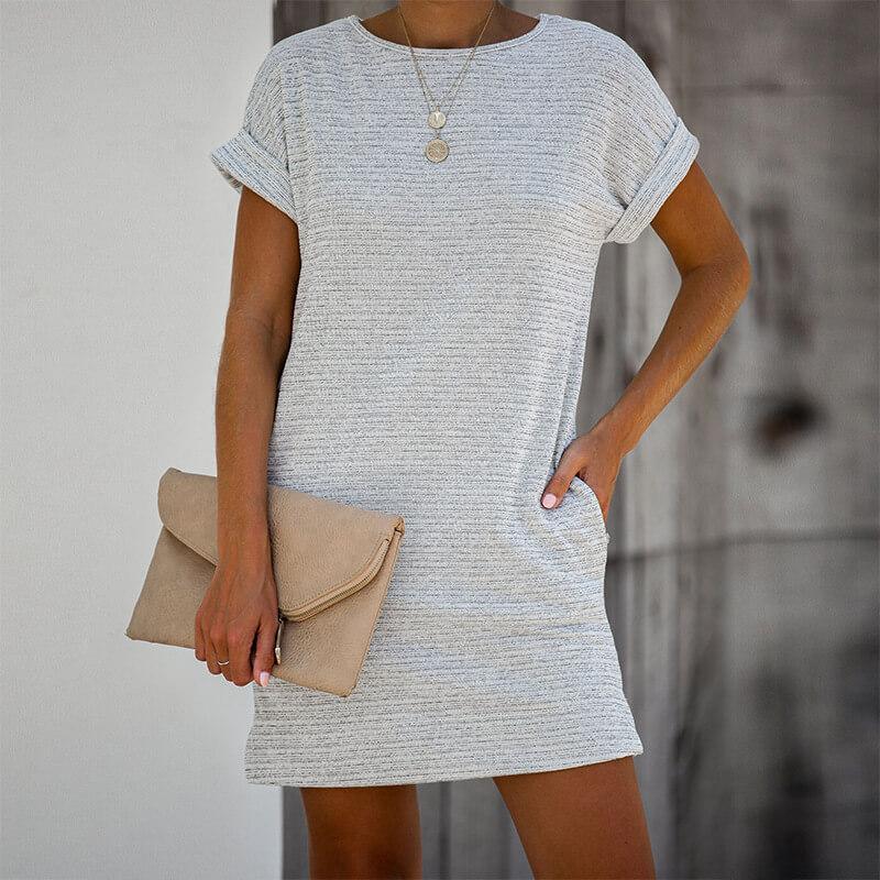 Simple Loose Cotton Short Dress
