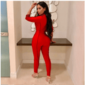 Long Sleeves Zipper Bright Color Jumpsuits